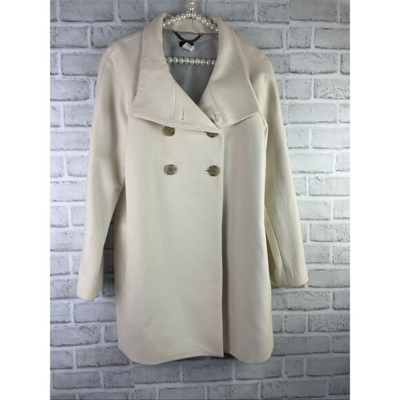 J. Crew Wool Coat Cream Color Double Breasted Size 4 - Picture 8 of 9
